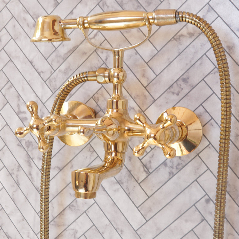 Handcrafted Unlacquered Brass Freestanding Bath Tub Filler - BRASSMA