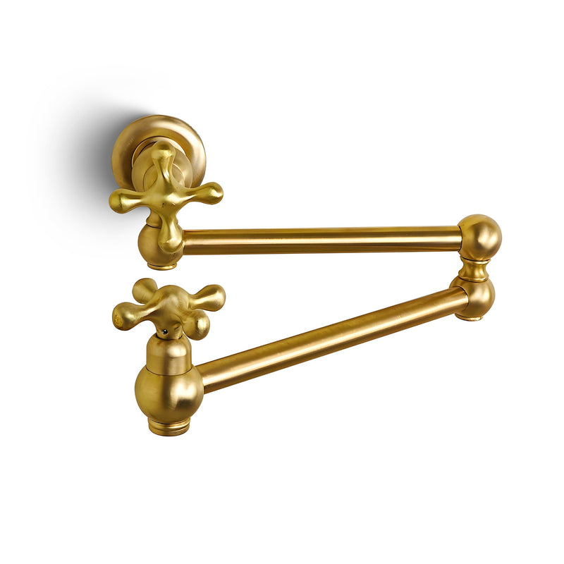 Unlacquered Brass Pot Filler Faucet With Cross Handle