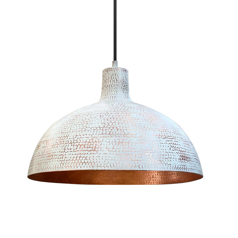 Copper Ceiling Light Shades - White Exterior Kitchen Island Lighting - Xira 