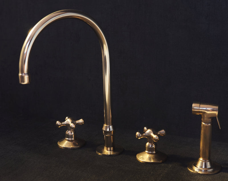 Elegant Unlacquered Brass 3-Hole Deck-Mounted Faucet for Stylish Countertops - BRASSMA