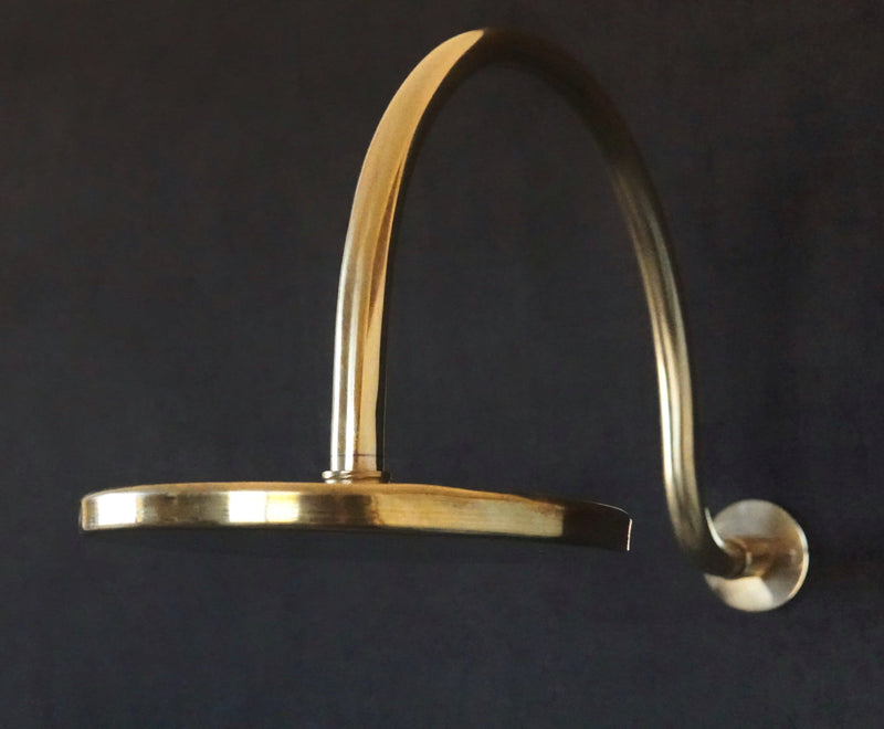 Unlacquered Brass Shower With Curved Arm - BRASSMA