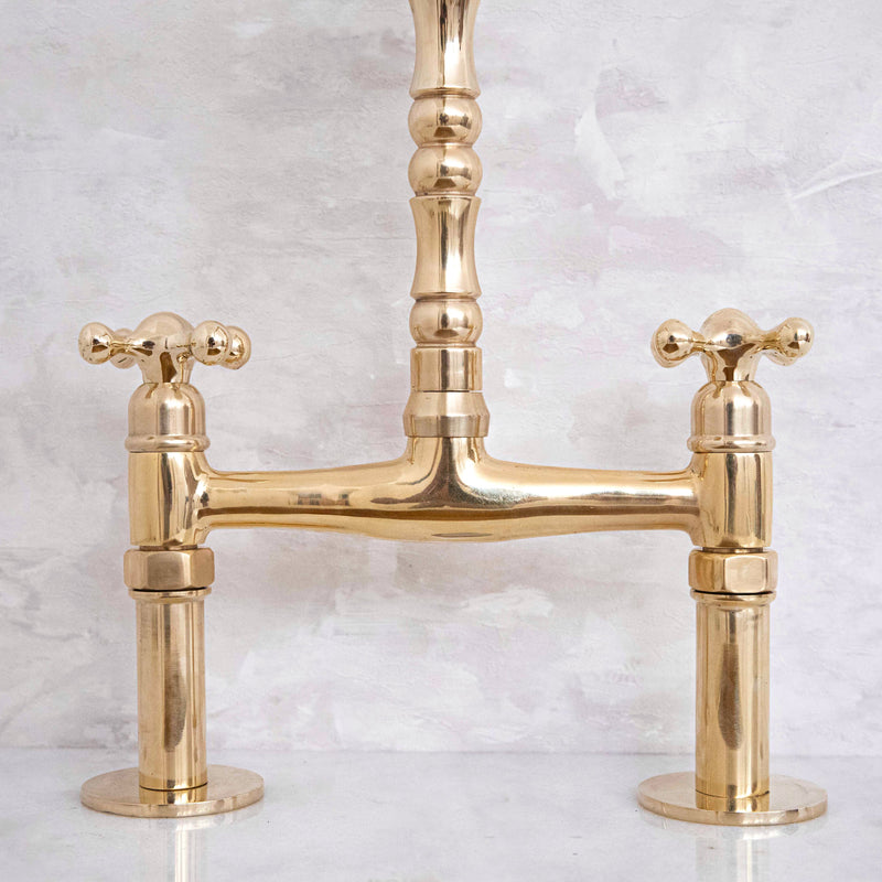 Timeless Unlacquered Brass Bridge Faucet for Classic Elegance - BRASSMA