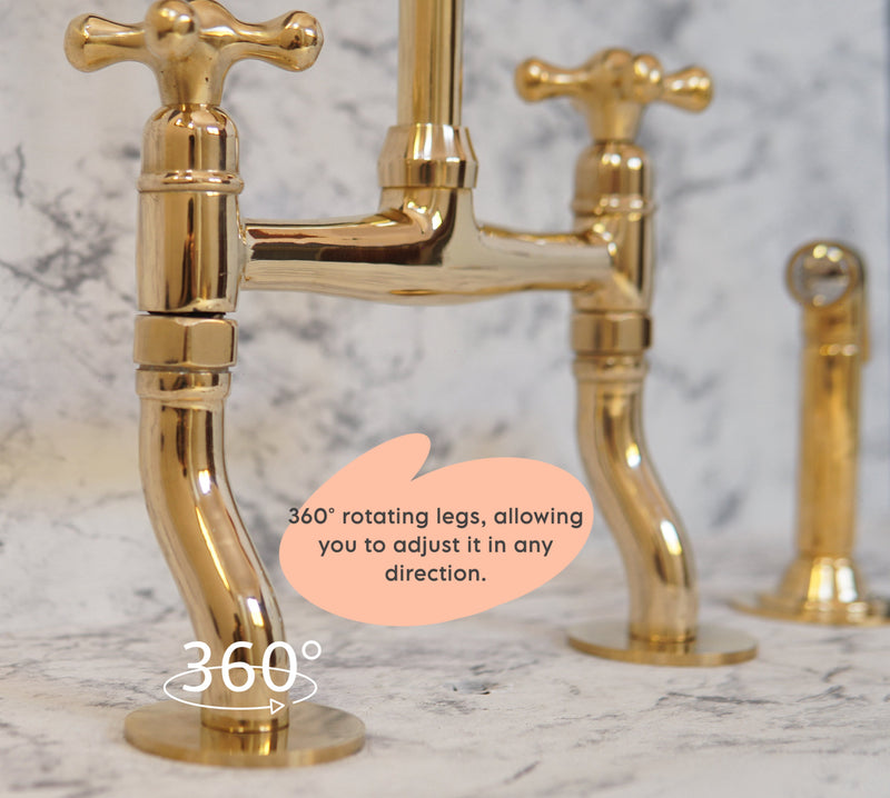 Elegant Curved Leg Brass Bridge Faucet - BRASSMA