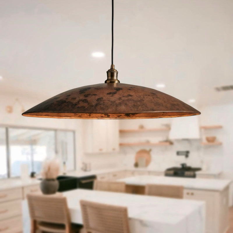 Hammered Copper Dome Pendant Ceiling Light - BRASSMA