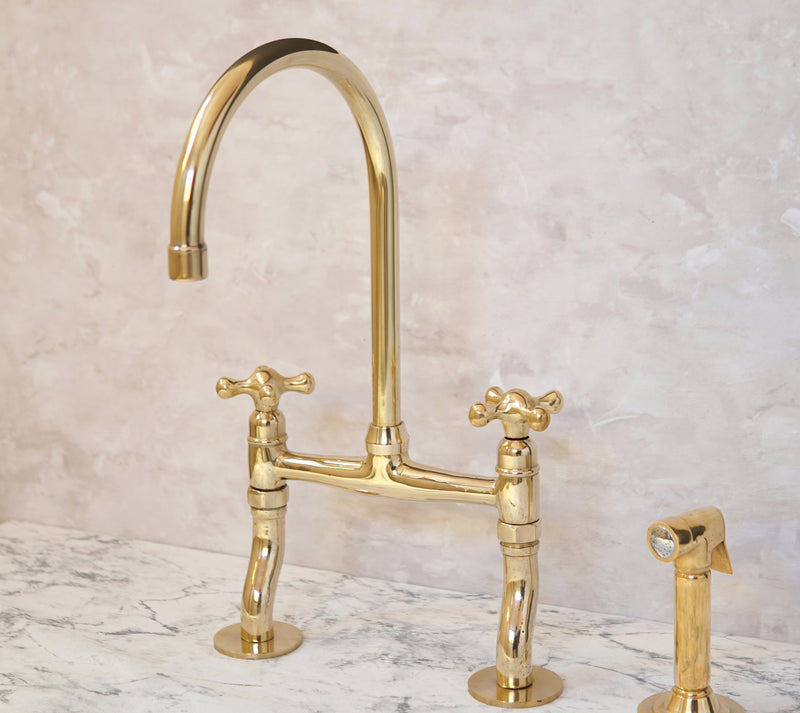 Elegant Curved Leg Brass Kitchen Faucet - BRASSMA