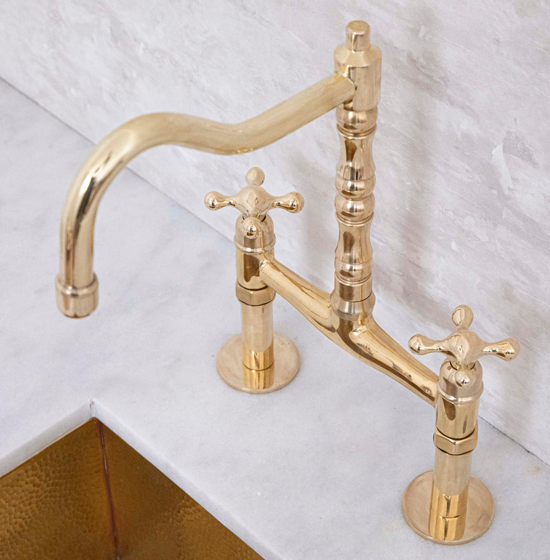 Timeless Unlacquered Brass Bridge Faucet for Classic Elegance - BRASSMA