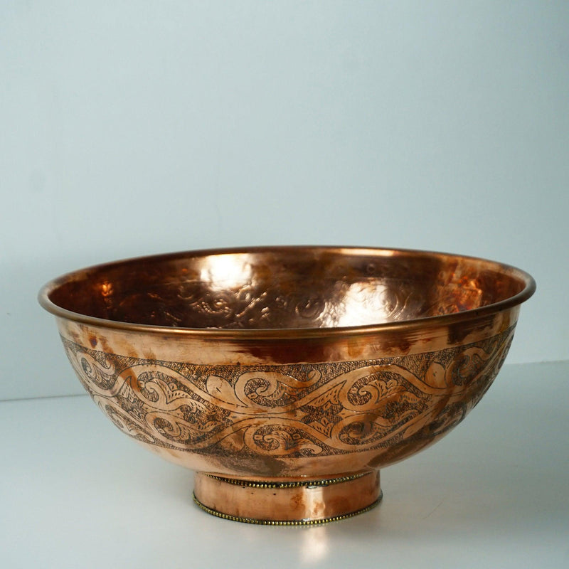 Antique Engraved Copper Vessel Sink Bathroom - Engraved Coppery Bowl Sink