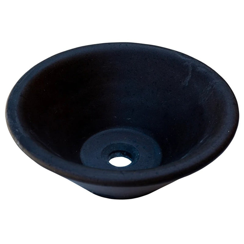 Black andesite natural stone V-shape tapered vessel sink honed d16 h6 SKU NTRSTC11 angle view