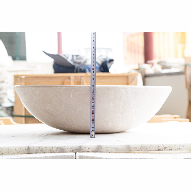 Botticino Marble Natural Stone Oval Shape Honed Vessel Sink CM-B-002-C height