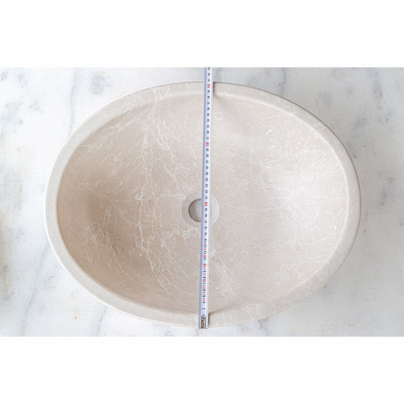Botticino Marble Natural Stone Oval Shape Honed Vessel Sink CM-B-002-C length