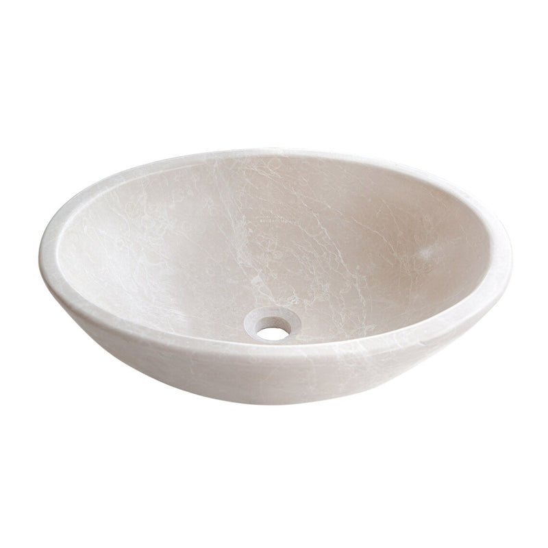 Botticino Marble Natural Stone Oval Shape Honed Vessel Sink CM-B-002-C product shot