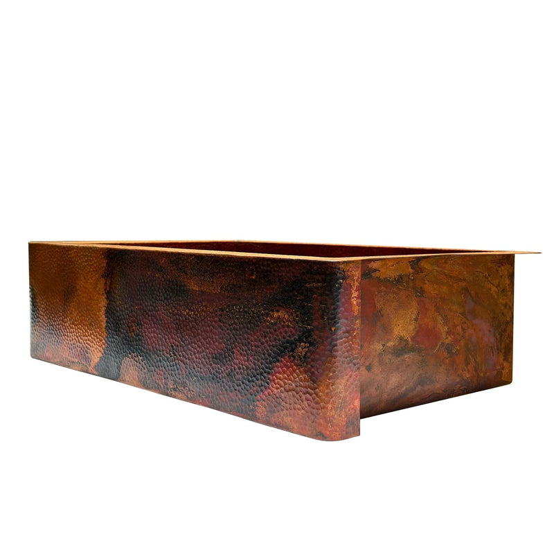 Hammered Copper Apron Front Single Kitchen Basin Sink -Onyx