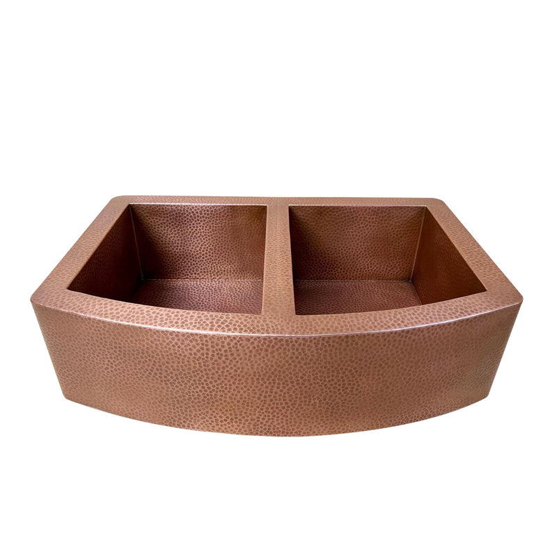 Copper Double Basin Farmhouse Sink-Sable