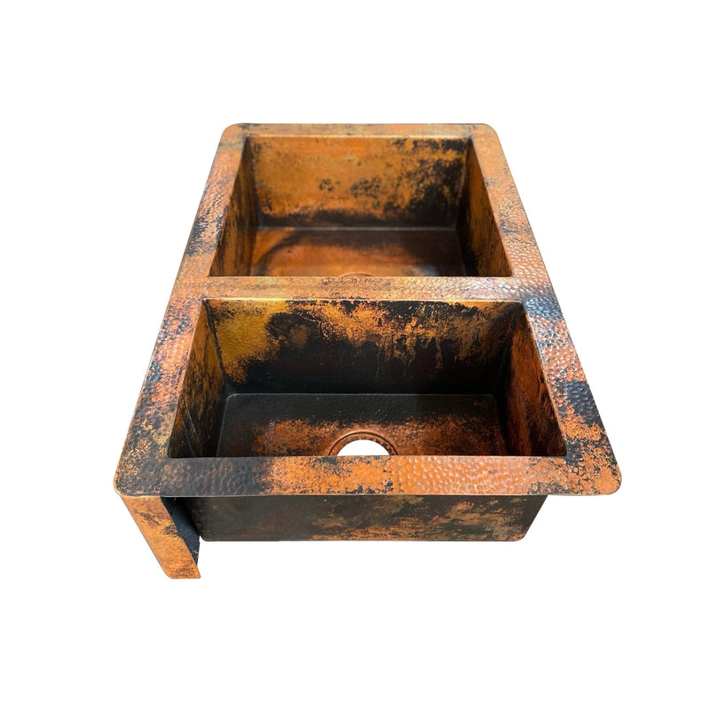 Double-Bowl Copper Farmhouse Kitchen Sink - Faye