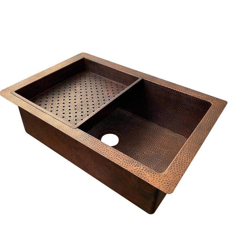 Single Bowl Undermount Farmhouse Kitchen Sink-Arlo - Aged Copper