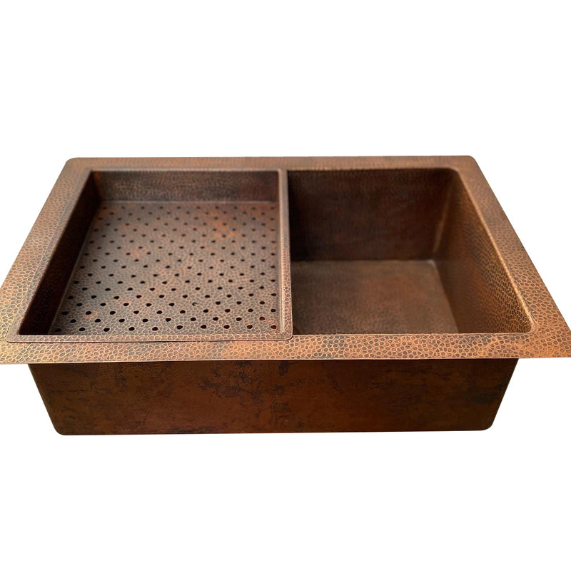 Single Bowl Undermount Farmhouse Kitchen Sink-Arlo - Aged Copper