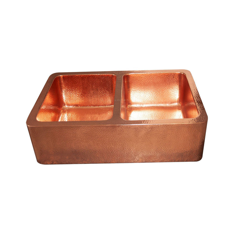 Double Bowl Copper Kitchen Sink Front Apron-Jett