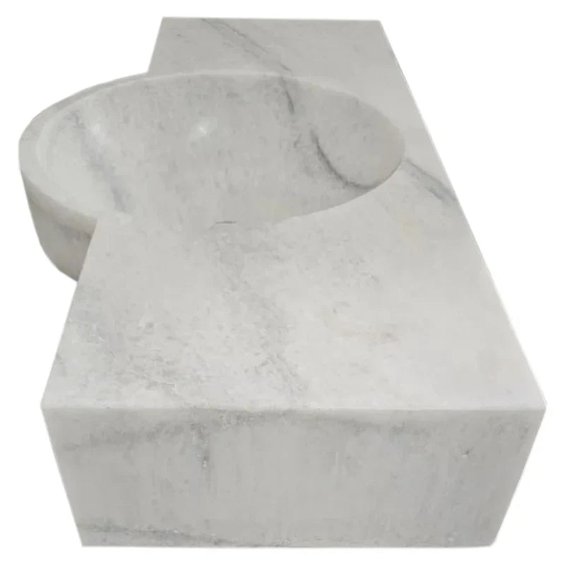 Carrara White Marble Above-vanity Wall-mount Bathroom Sink (W)16" (L)28" (H)5"