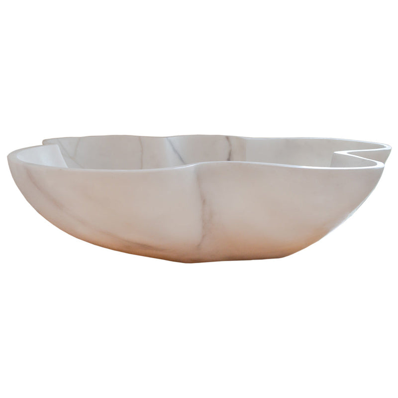 Carrara White flower shape sink size (W)24.5" (L)18" (H)6" SKU-NTRVS03 product shot front view