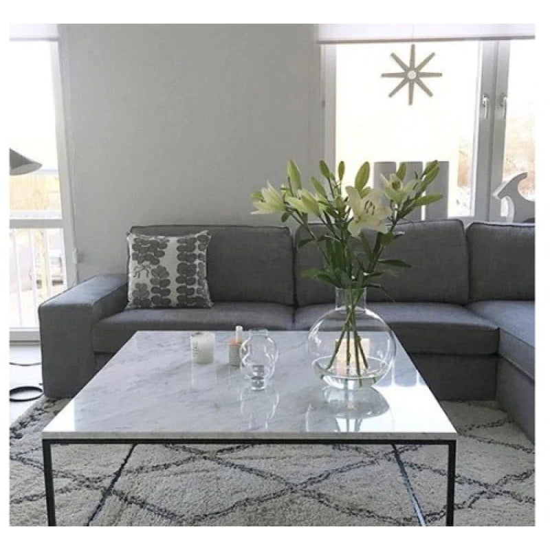 Carrara White marble coffee table 36x36 square white paint legs living room 