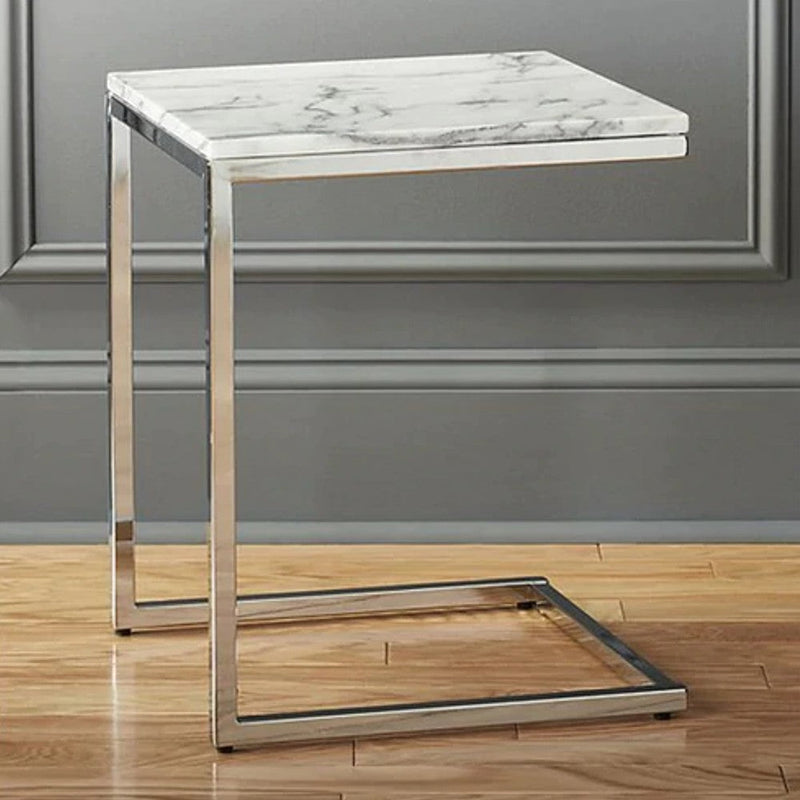 Carrara White Marble End/Side Table Square Polished