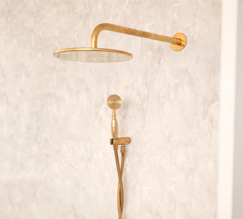 Unlacquered Brass Shower Set Head & Handheld Set - BRASSMA