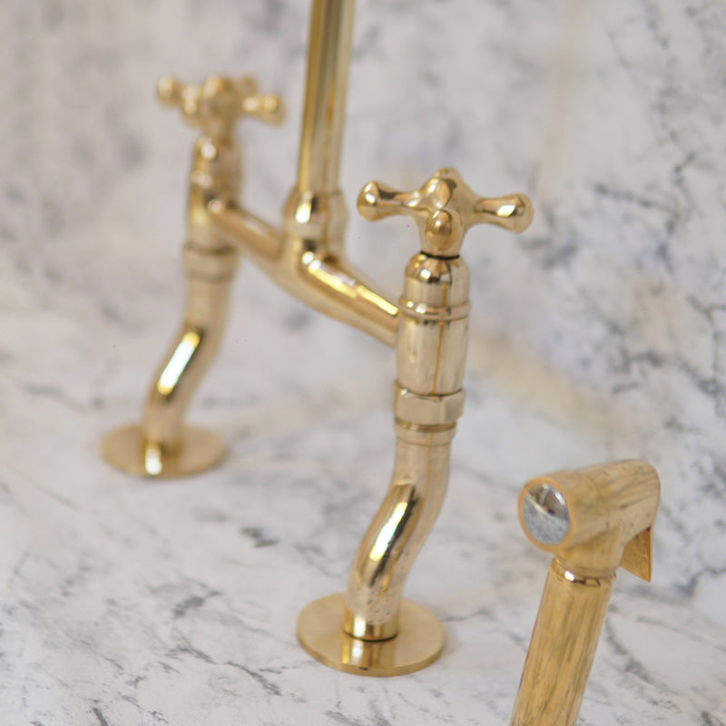 Elegant Curved Leg Brass Bridge Faucet - BRASSMA