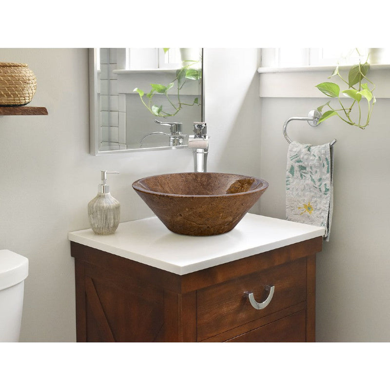 Noce Brown Travertine V-Shape Tapered Sink Polished (D)16" (H)6"