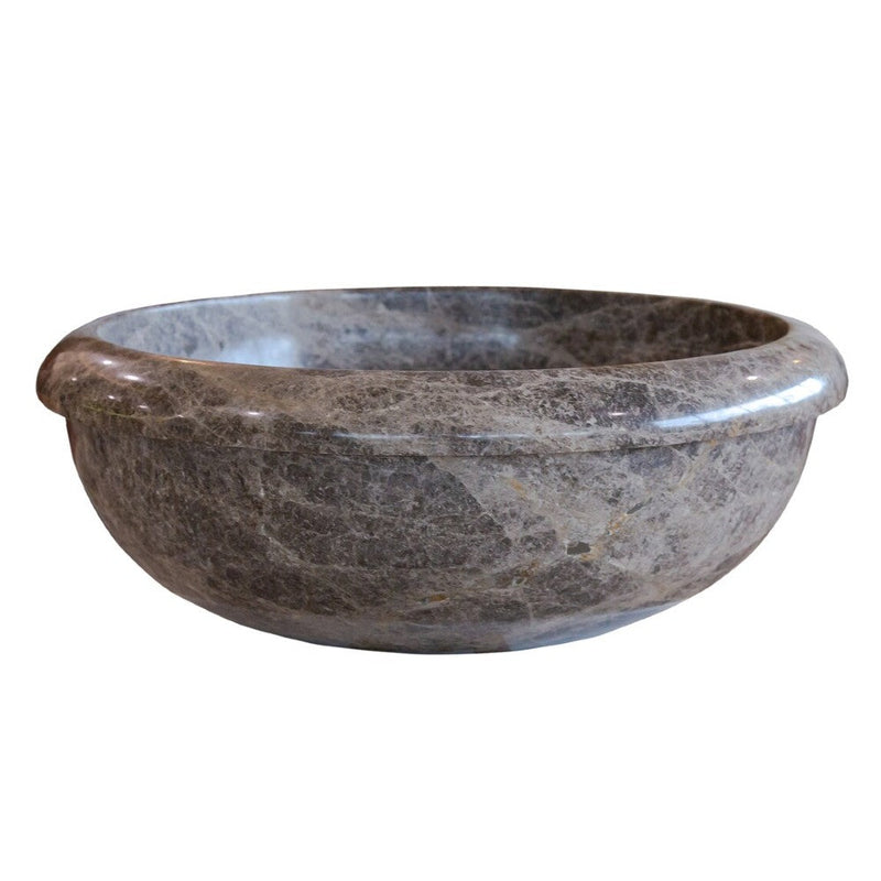 Emprador brown natural stone marble drop-in vessel sink polished d16 h6 SKU NTRVS34 side view