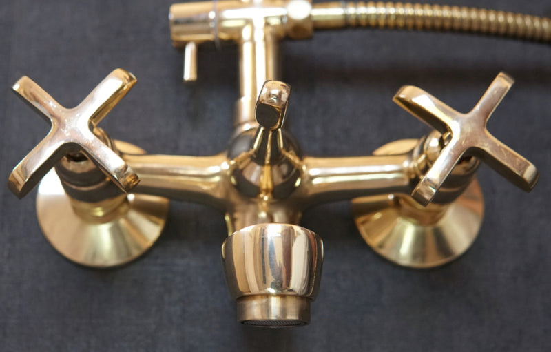 Unlacquered Brass Shower System With Tube Filler - BRASSMA