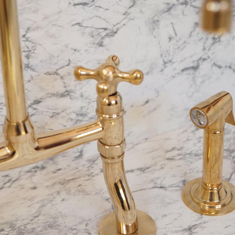 Elegant Curved Leg Brass Kitchen Faucet - BRASSMA