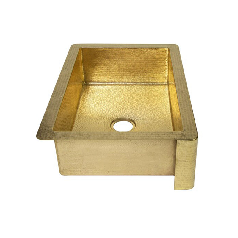 Single Bowl Hammered Front Apron Brass Kitchen Sink with Towel Bar-Bryn