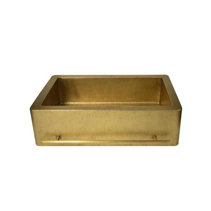 Single Bowl Hammered Front Apron Brass Kitchen Sink with Towel Bar-Bryn