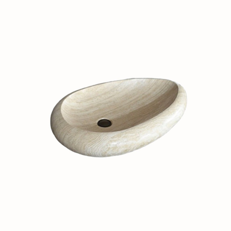 Gobek Beige Travertine Natural Stone Honed/Filled Drop Shape Sink NSLTDS01 product shot