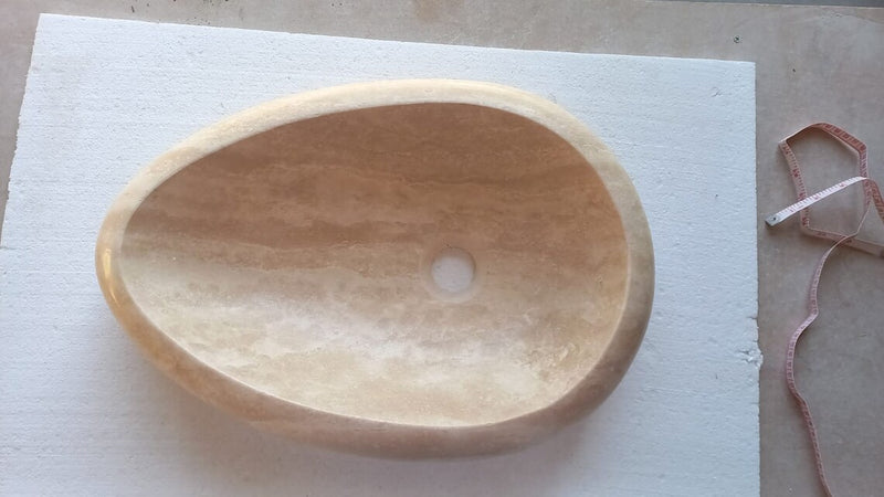 Gobek Beige Travertine Natural Stone Honed/Filled Drop Shape Sink NSLTDS01 top view