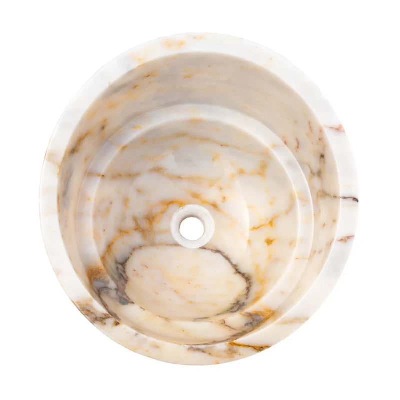 Gobek Bianco Giallo Marble Special Design Polished Vessel Sink Bowl EGEBGVSP165  top view
