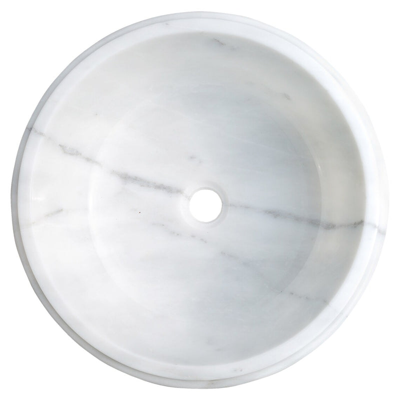 Gobek Carrara White Marble Natural Stone Polished Waterfall Drop-in Sink YEDSIM11 top view