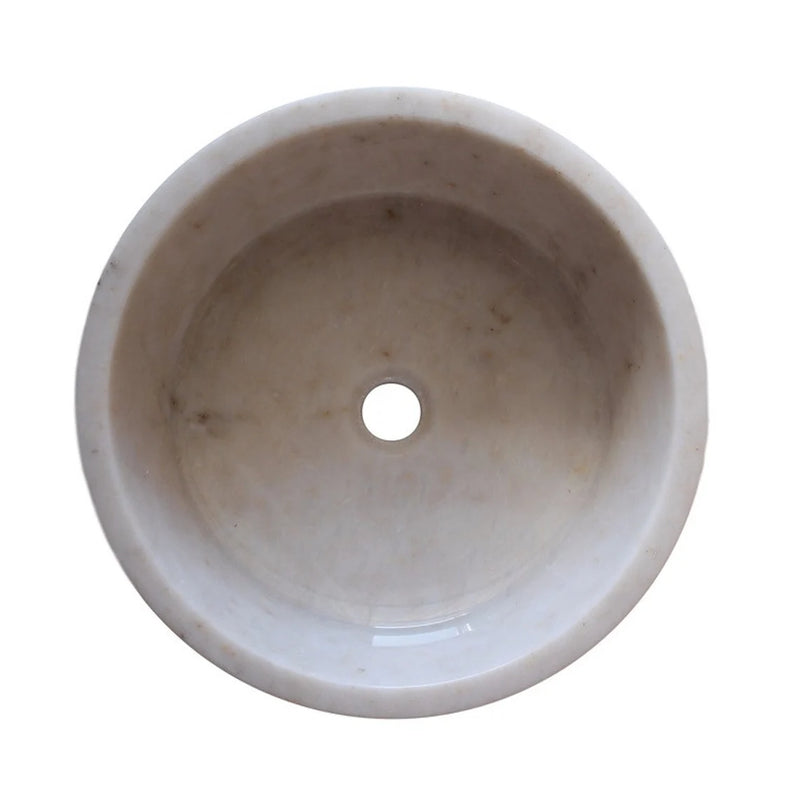 Gobek European Sugar Marble Tapered Polished and Combed Vessel Sink WMTVSP01  top view
