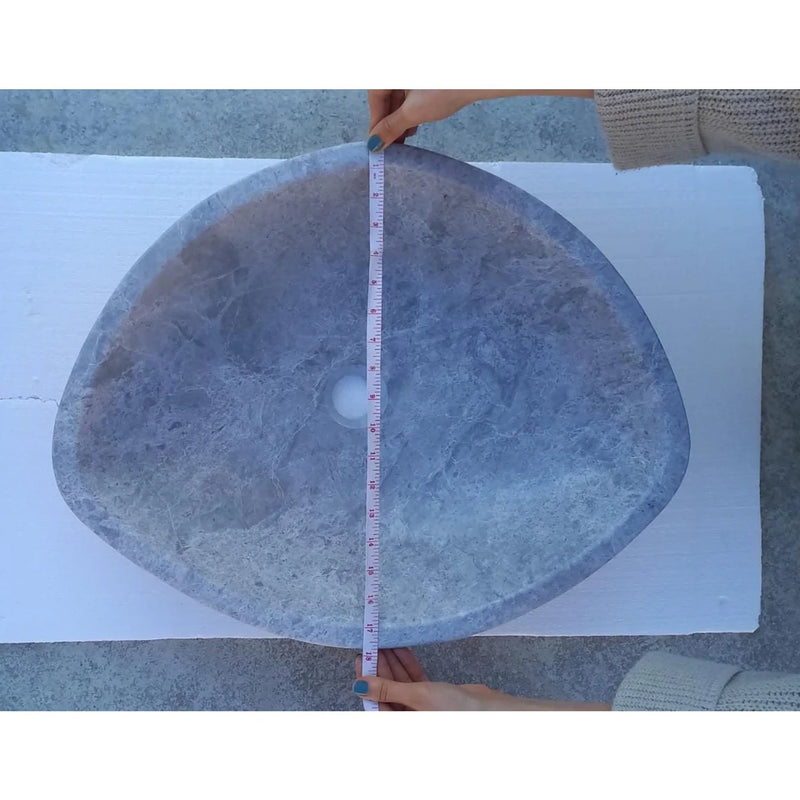 Gobek Grey Marble Sand blasted Honed Vessel Sink BGMVS01 product measures