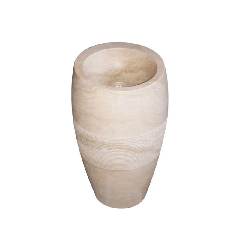 Gobek Light Beige Travertine Pedestal Curved Honed Sink NTRSTC43 product shot