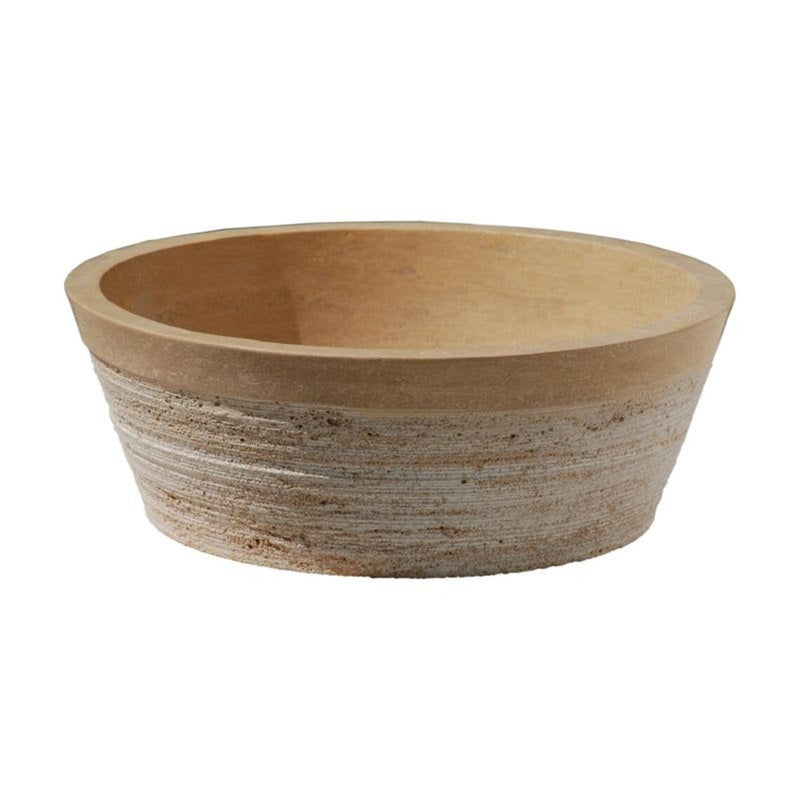 Gobek Light Travertine Natural Stone Honed and Combed Vessel Sink 20020020 side view