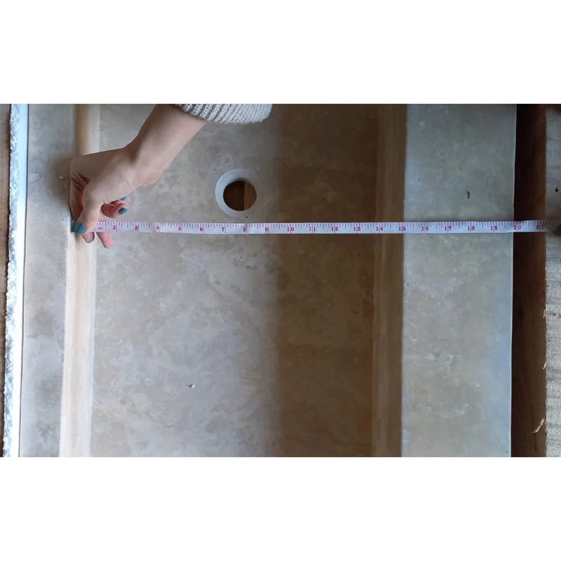 Gobek Light Travertine Rectangular Honed Sink BLTWB01 measurements