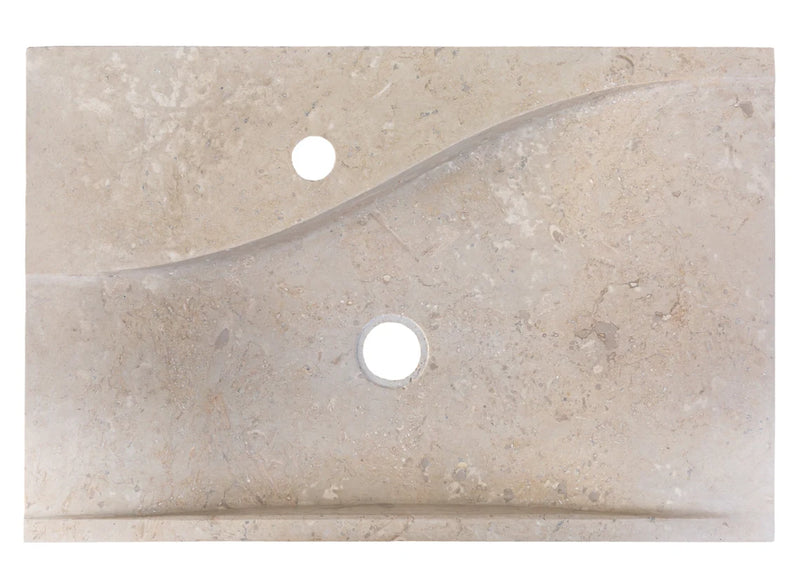 Gobek Medium Beige Travertine Natural Stone Rectangular Special Wavy Design Sink CHRL06 top view