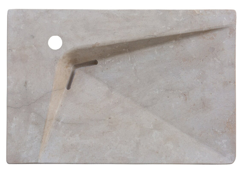 Gobek Medium Beige Travertine Natural Stone Special Wavy Design Sink CHRL05 drain close up