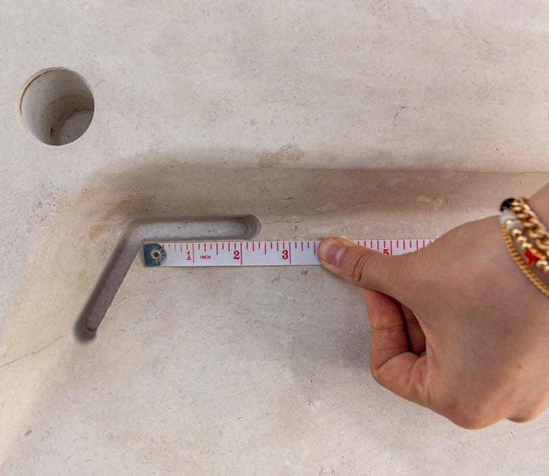 Gobek Medium Beige Travertine Natural Stone Special Wavy Design Sink CHRL05 drain