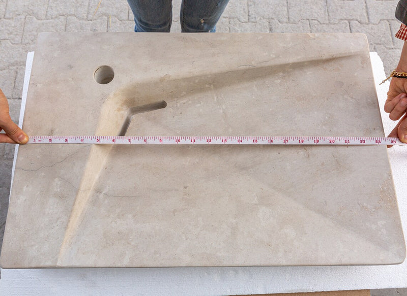 Gobek Medium Beige Travertine Natural Stone Special Wavy Design Sink CHRL05 length