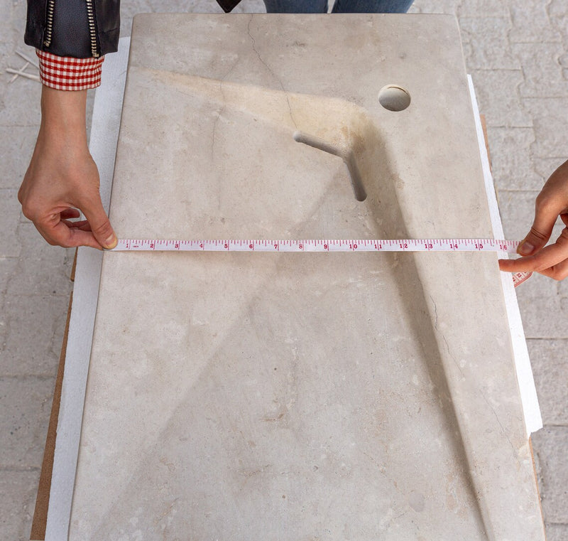 Gobek Medium Beige Travertine Natural Stone Special Wavy Design Sink CHRL05 width