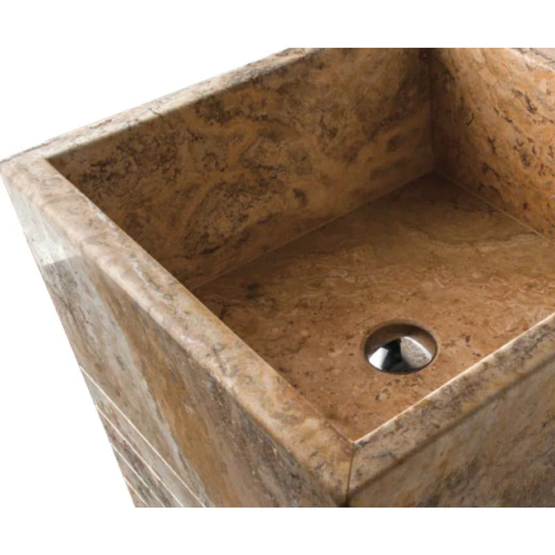 Gobek Scabos Travertine Pedestal Stand-Alone Cone Shaped Sink MEGCS011  product close up