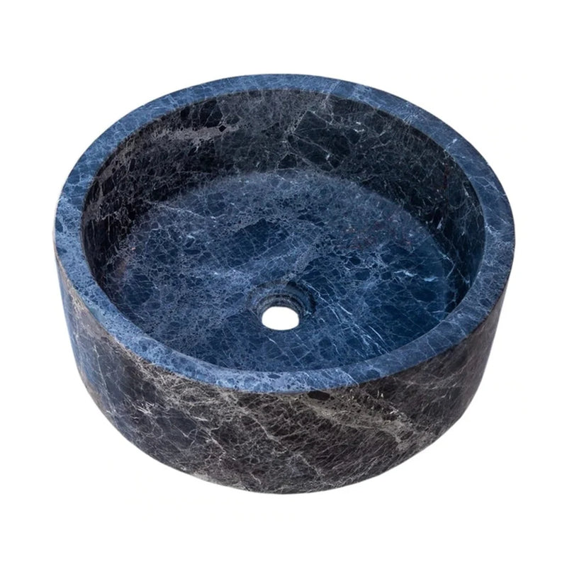 Gobek Sirius Black Marble Natural Stone Polished Vessel Sink TMS19 product shot