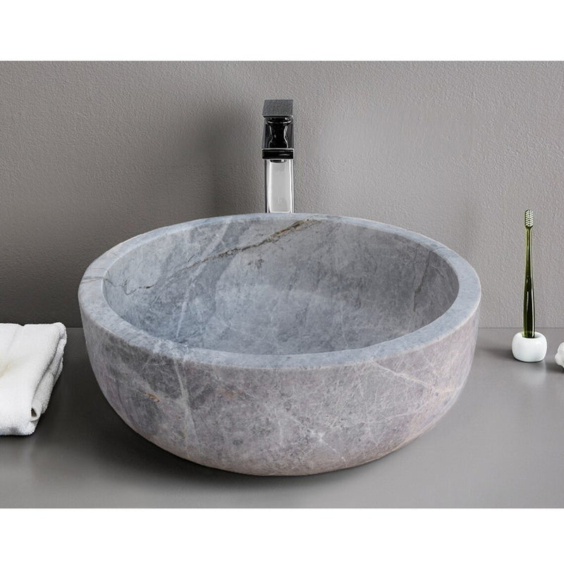Gobek Sirius Silver Marble Natural Stone Polished Vessel Sink TMS20  bathroom scene